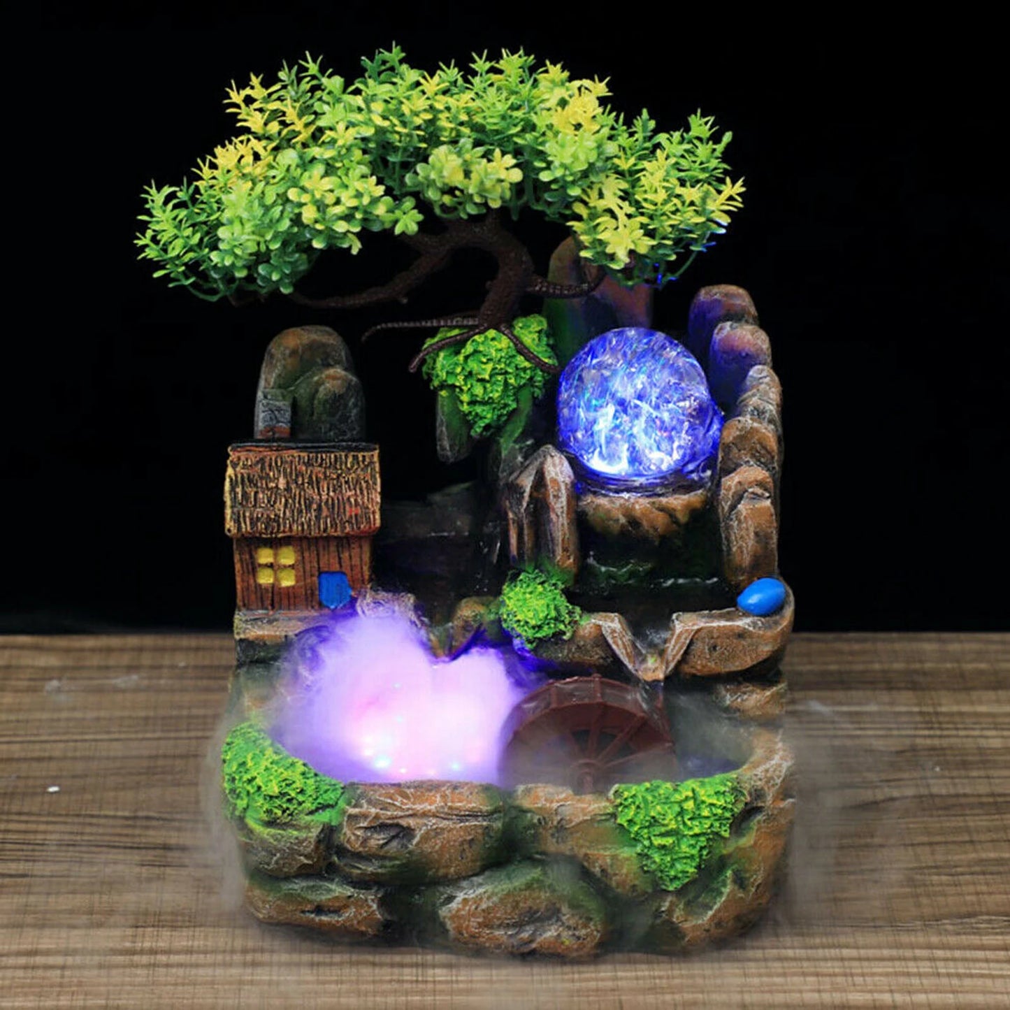 Petzrella Rock Wasserfall Katzenbrunnen mit RGB-LED & Nebel