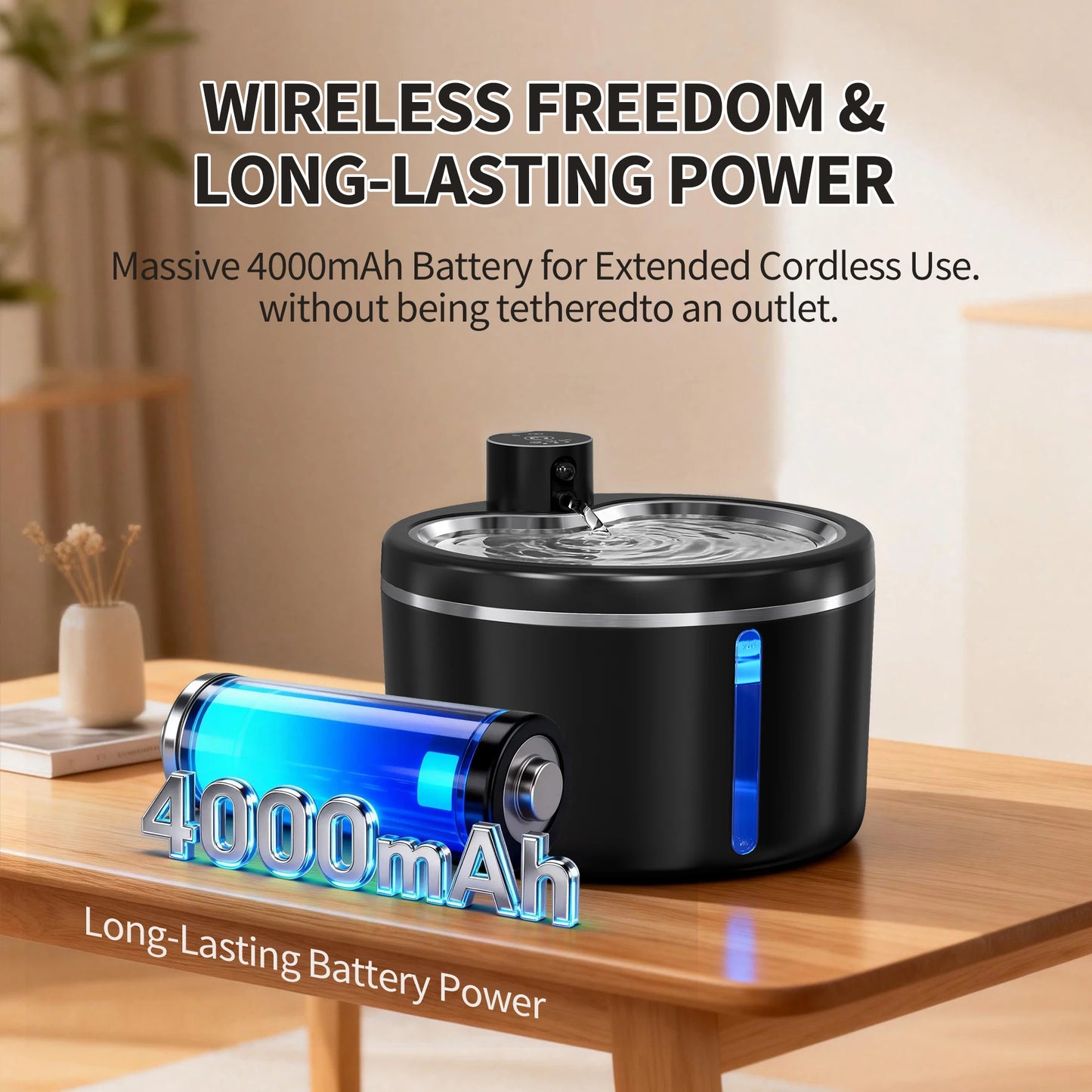 Petzrella 3L Smart Cat Water Fountain – 4000mAh, Auto Sensor & Multi-Filter