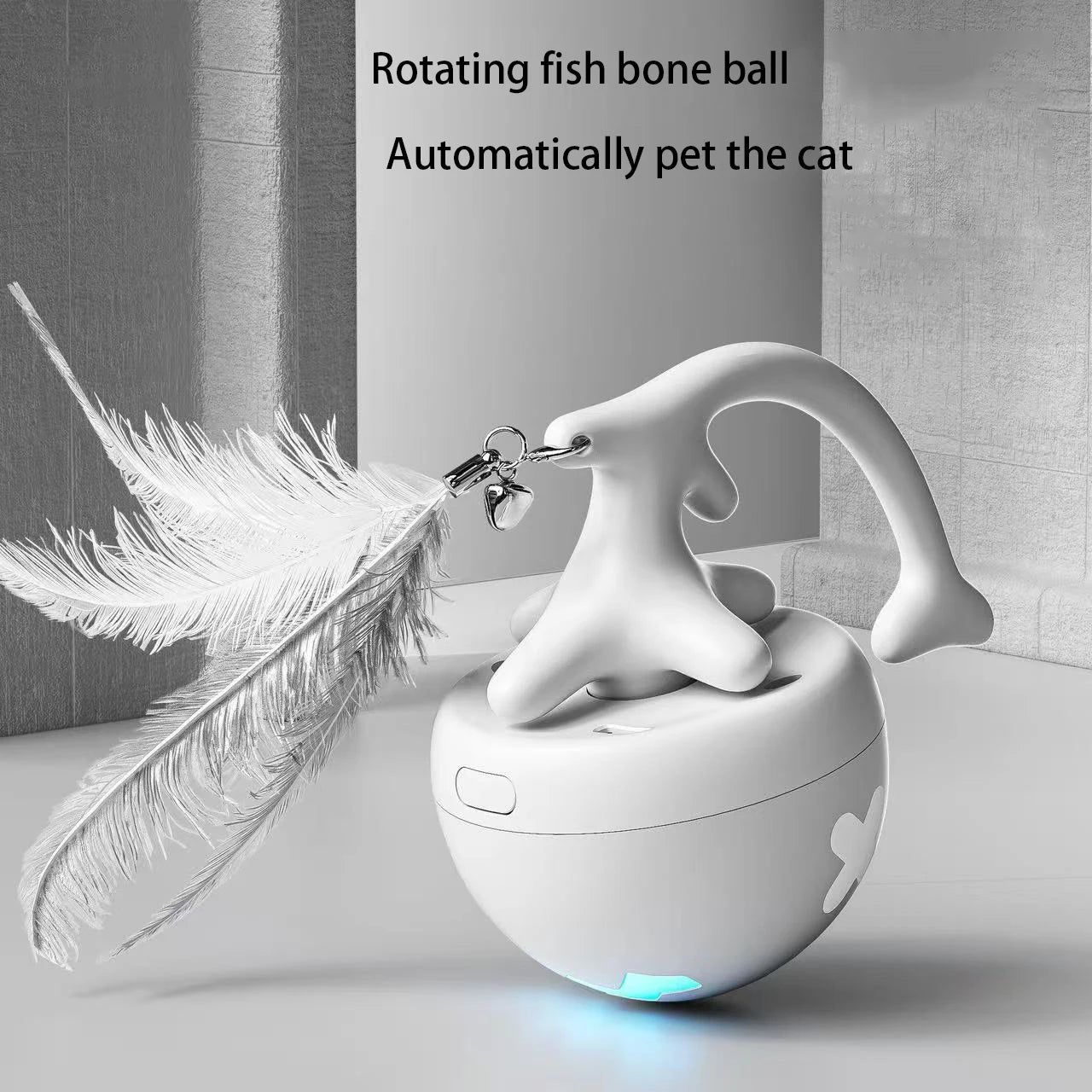 Petzrella Electric Fish Bone Cat Ball Toy with USB & Replaceable Feathers
