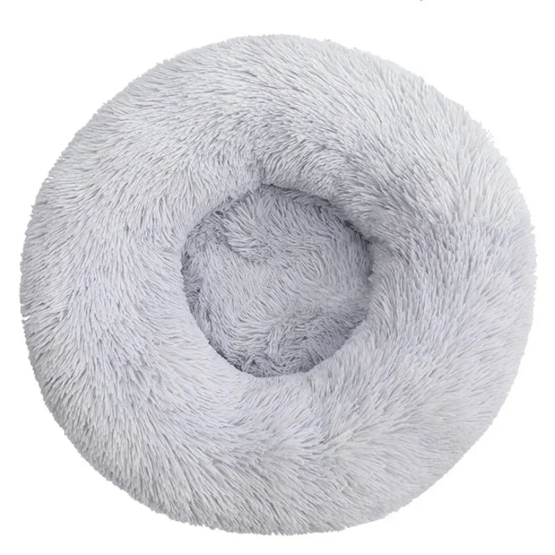 Petzrella Round Plush Pet Bed – Cozy Donut Cushion for Cats & Dogs