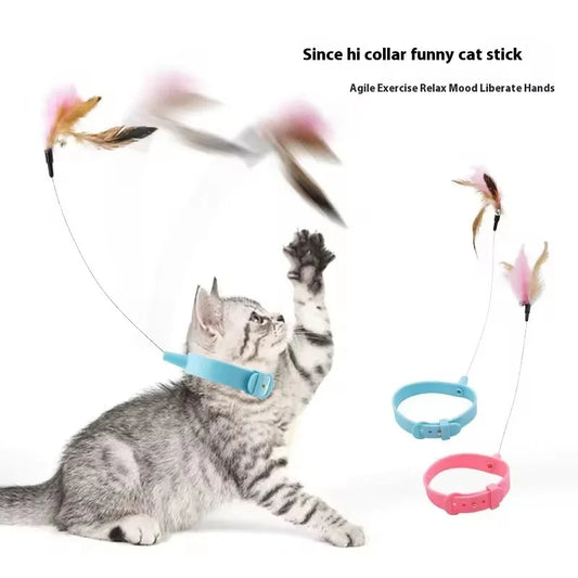 Feather Teasing Collar Cat Toy for Interactive Play