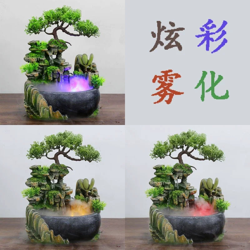 Petzrella Resin Waterfall Cat Fountain with LED Lighting