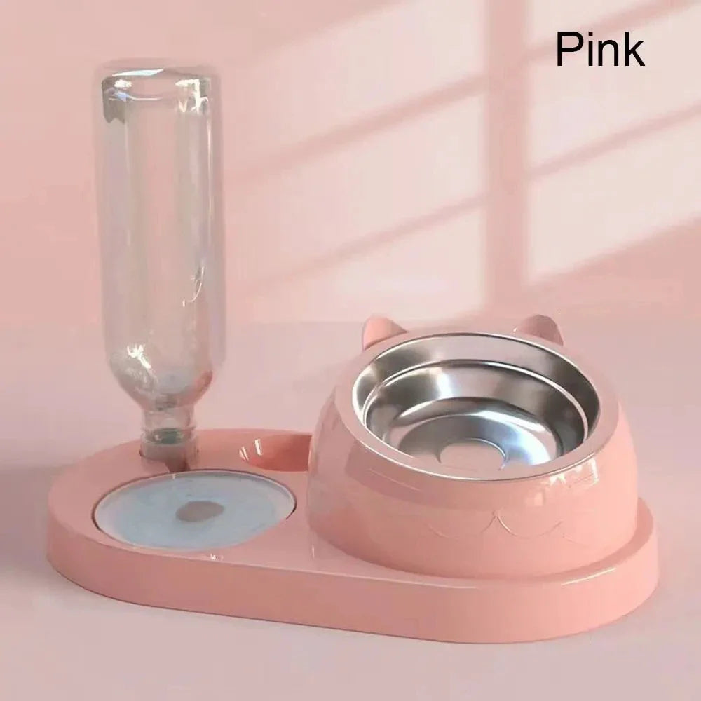 Petzrella 2-in-1 Pet Feeding Bowl with Water Dispenser – Elevated Anti-Tip Design