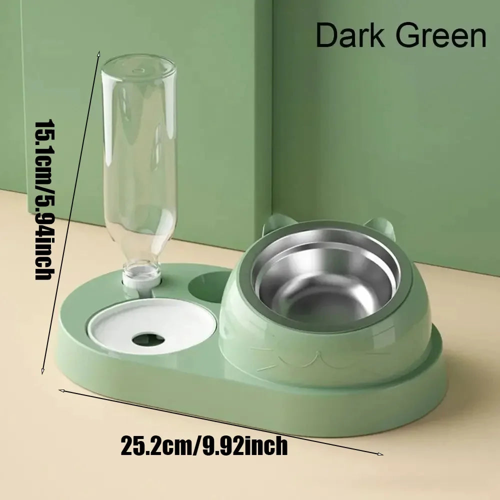 Petzrella 2-in-1 Pet Feeding Bowl with Water Dispenser – Elevated Anti-Tip Design