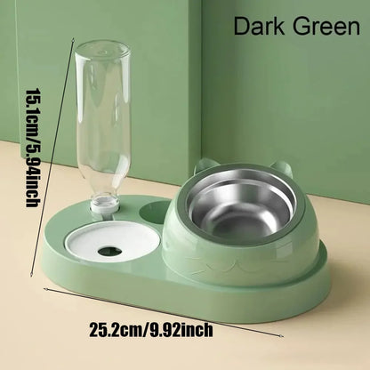 Petzrella 2-in-1 Pet Feeding Bowl with Water Dispenser – Elevated Anti-Tip Design