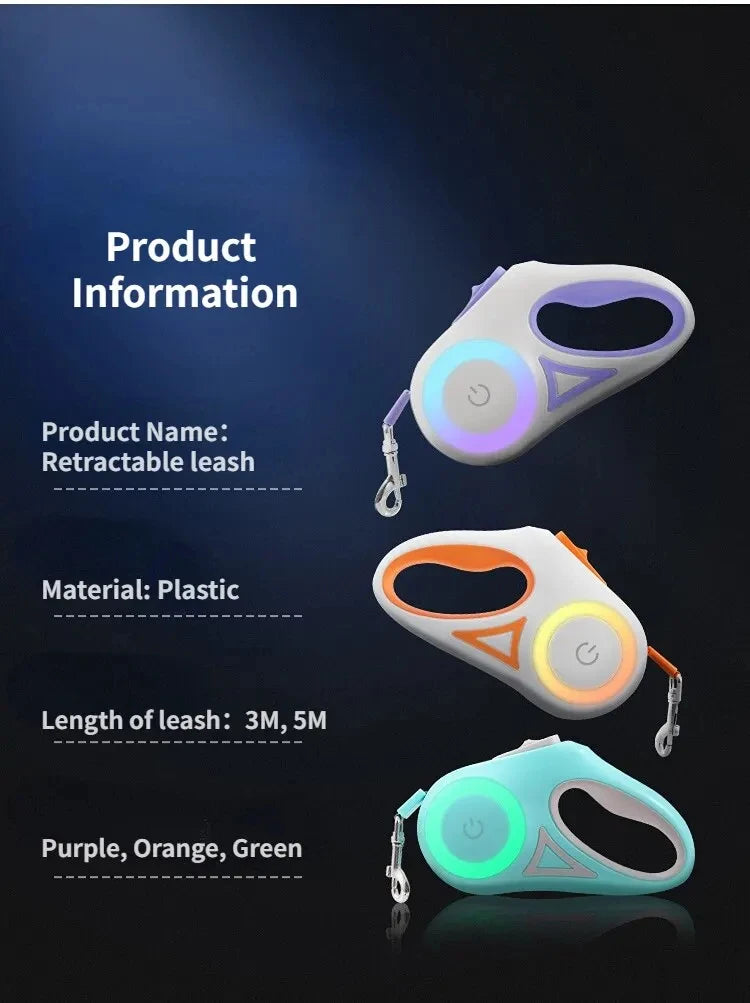 LED Retractable Dog Leash