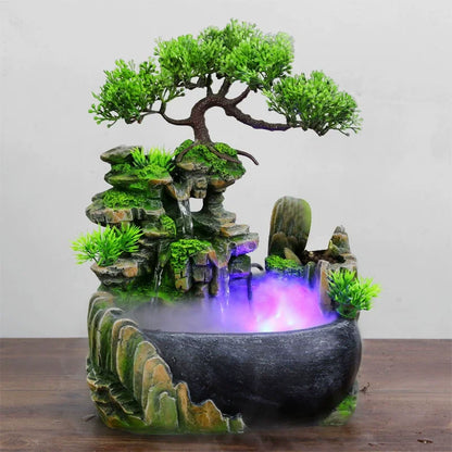 Petzrella Resin Waterfall Cat Fountain with LED Lighting