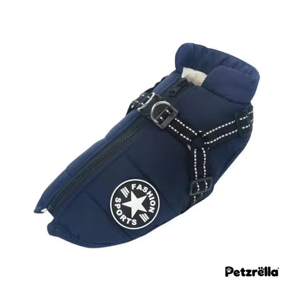 Petzrella Winter Dog Jacket with Built-In Harness – Waterproof