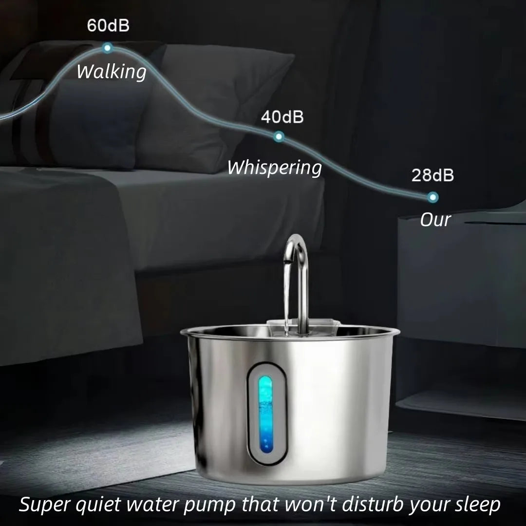 Stainless Steel Water Fountain for Cats & Dogs