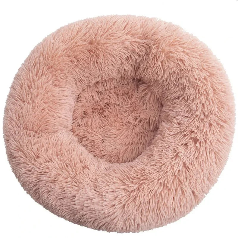 Petzrella Round Plush Pet Bed – Cozy Donut Cushion for Cats & Dogs