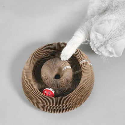 Petzrella 3-in-1 Wellpappe Katzenkratzbaum mit Spielball & Liegefläche