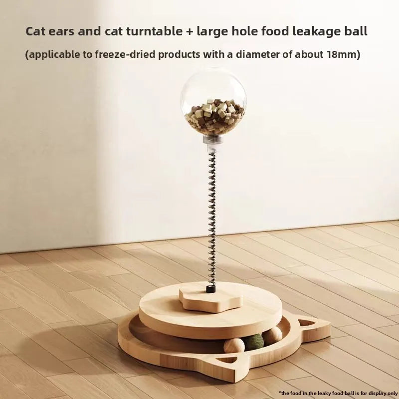 Wooden Cat Scratching Post with Play Pole