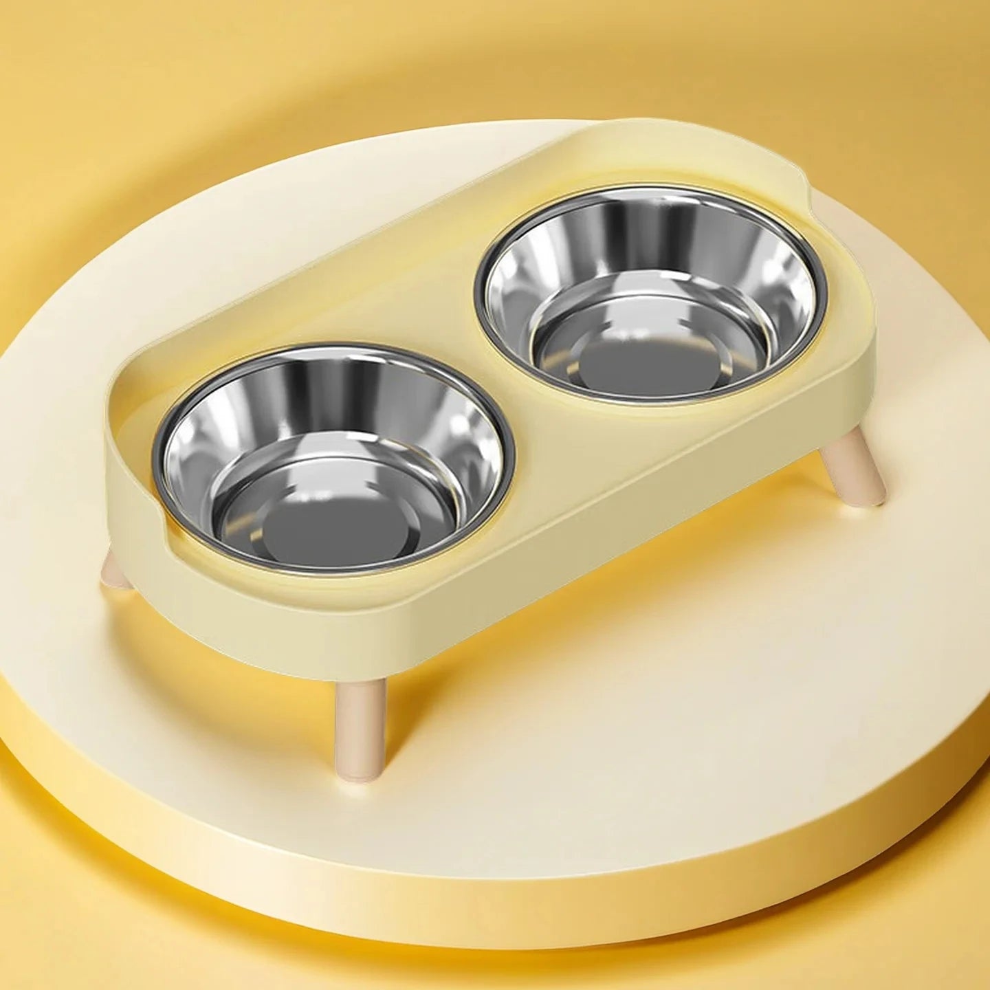 Petzrella Elevated Double Stainless Steel Pet Bowl with Neck Support