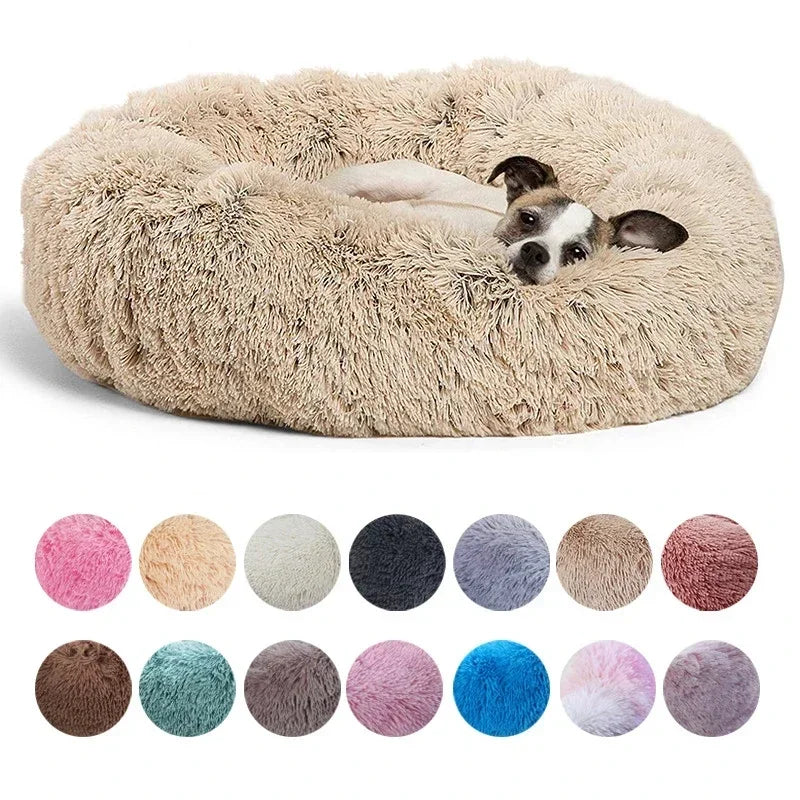 Petzrella Round Plush Pet Bed – Cozy Donut Cushion for Cats & Dogs