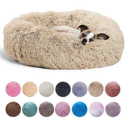 Petzrella Round Plush Pet Bed – Cozy Donut Cushion for Cats & Dogs