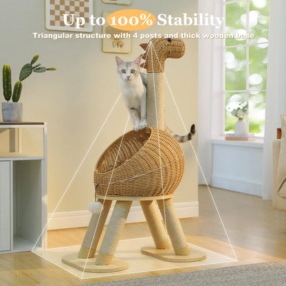 Petzrella Sisal-Dinosaurier mit Plüschkissen Rattan-Nest