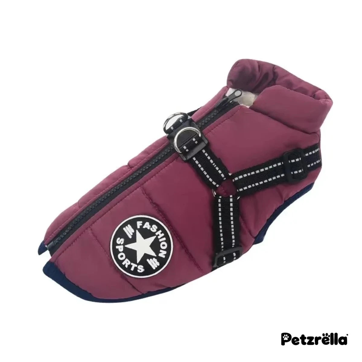 Petzrella Winter Dog Jacket with Built-In Harness – Waterproof