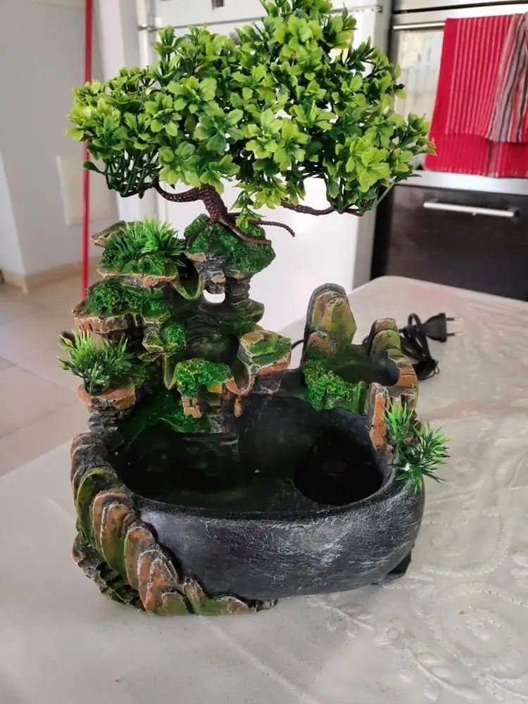 Petzrella Resin Waterfall Cat Fountain with LED Lighting