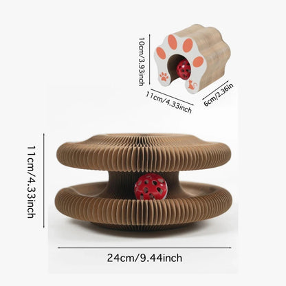 Petzrella 3-in-1 Wellpappe Katzenkratzbaum mit Spielball & Liegefläche