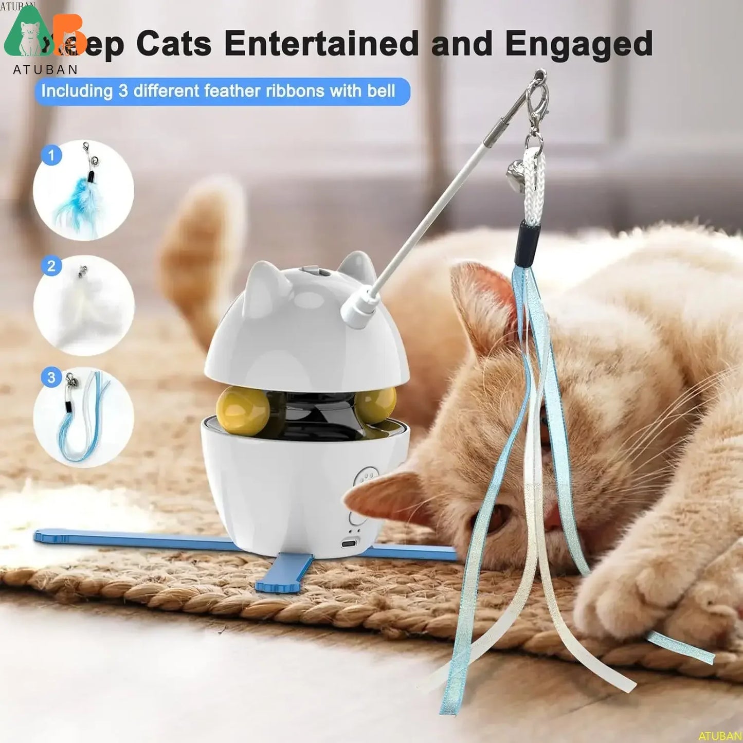 3-in-1 Automatic Interactive Cat Toy with Laser