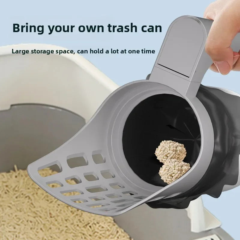 Cat Litter Scoop with Built-In Waste Bag Holder