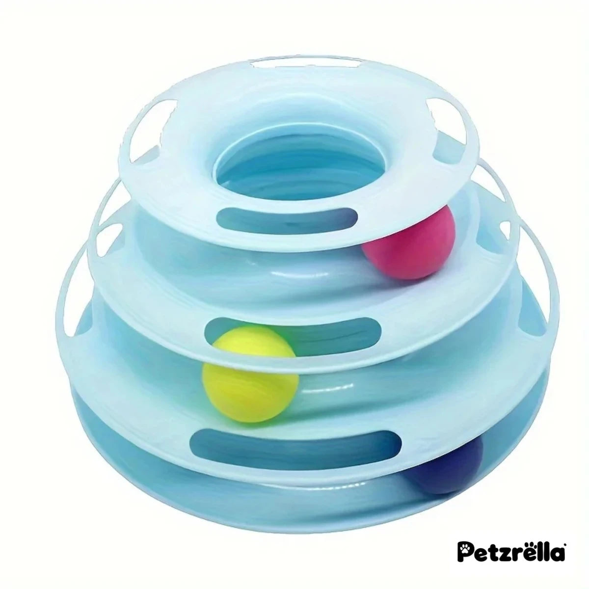 Petzrella Cat Toy Tower – 3-Level Track with Rolling Balls