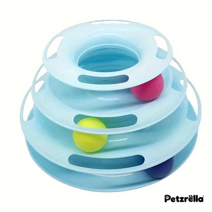 Petzrella Cat Toy Tower – 3-Level Track with Rolling Balls