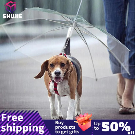 Transparent Dog Umbrella with Integrated Leash