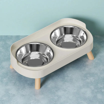 Petzrella Elevated Double Stainless Steel Pet Bowl with Neck Support