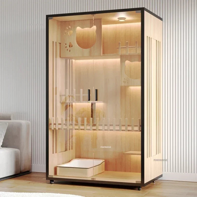 Petzrella Luxuriöse mehrstöckige Katzenvilla – Premiume Katze Villa aus Holz mit Smart-Funktion