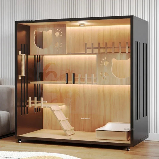 Petzrella Luxuriöse mehrstöckige Katzenvilla – Premiume Katze Villa aus Holz mit Smart-Funktion