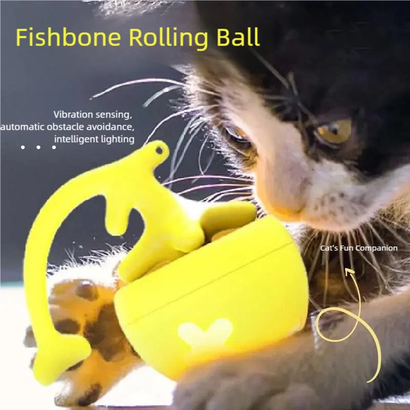 Petzrella Electric Spinning Fish-Bone Cat Ball Toy