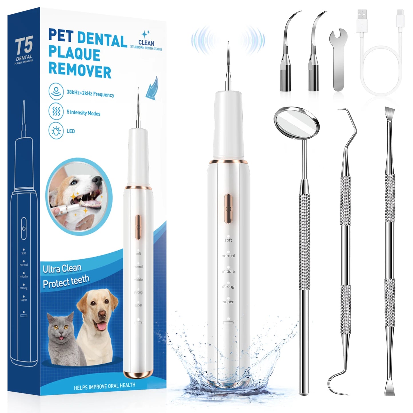 Ultrasonic Pet Dental Plaque Remover for Dogs and Cats