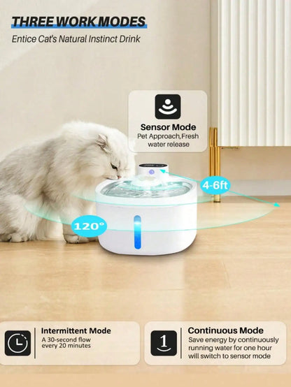 Petzrella Wireless Automatic Cat Water Fountain – 2.6L Stainless Steel with Sensor