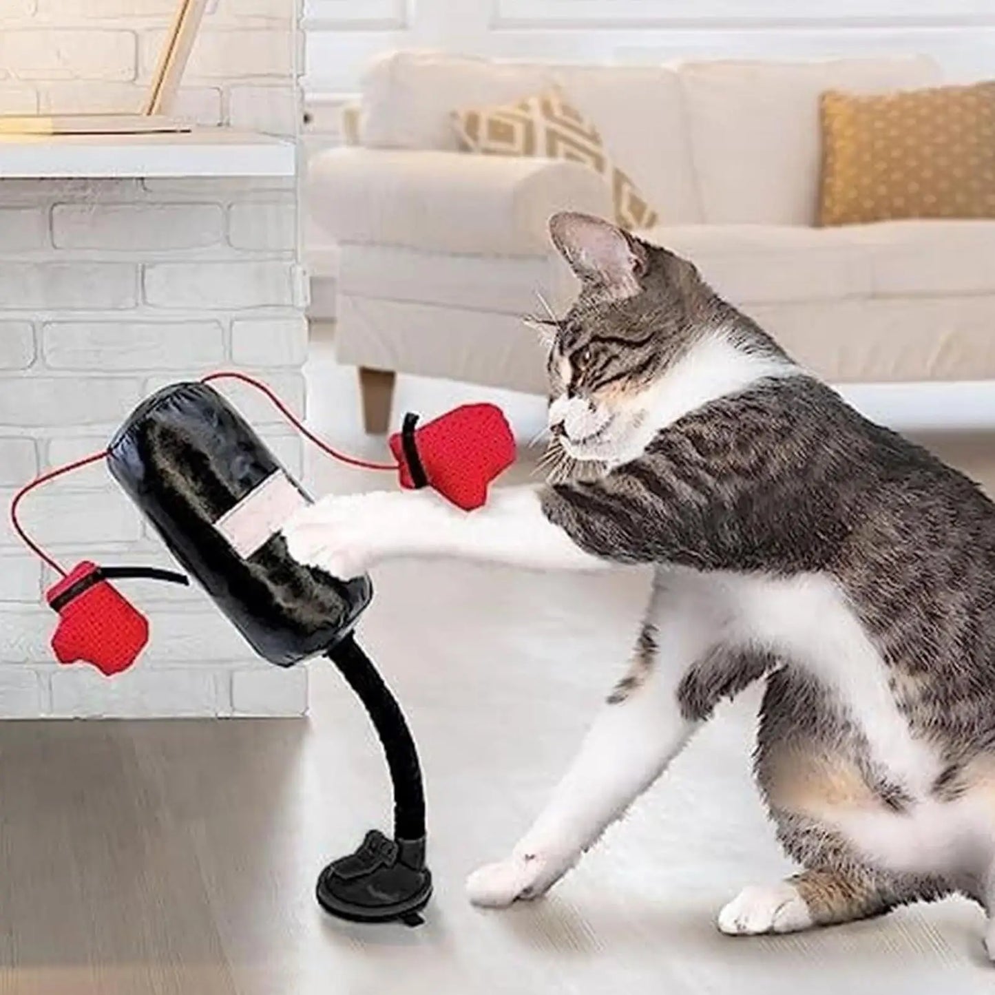 Interactive Cat Boxing Toy with Strong Suction Cup Base