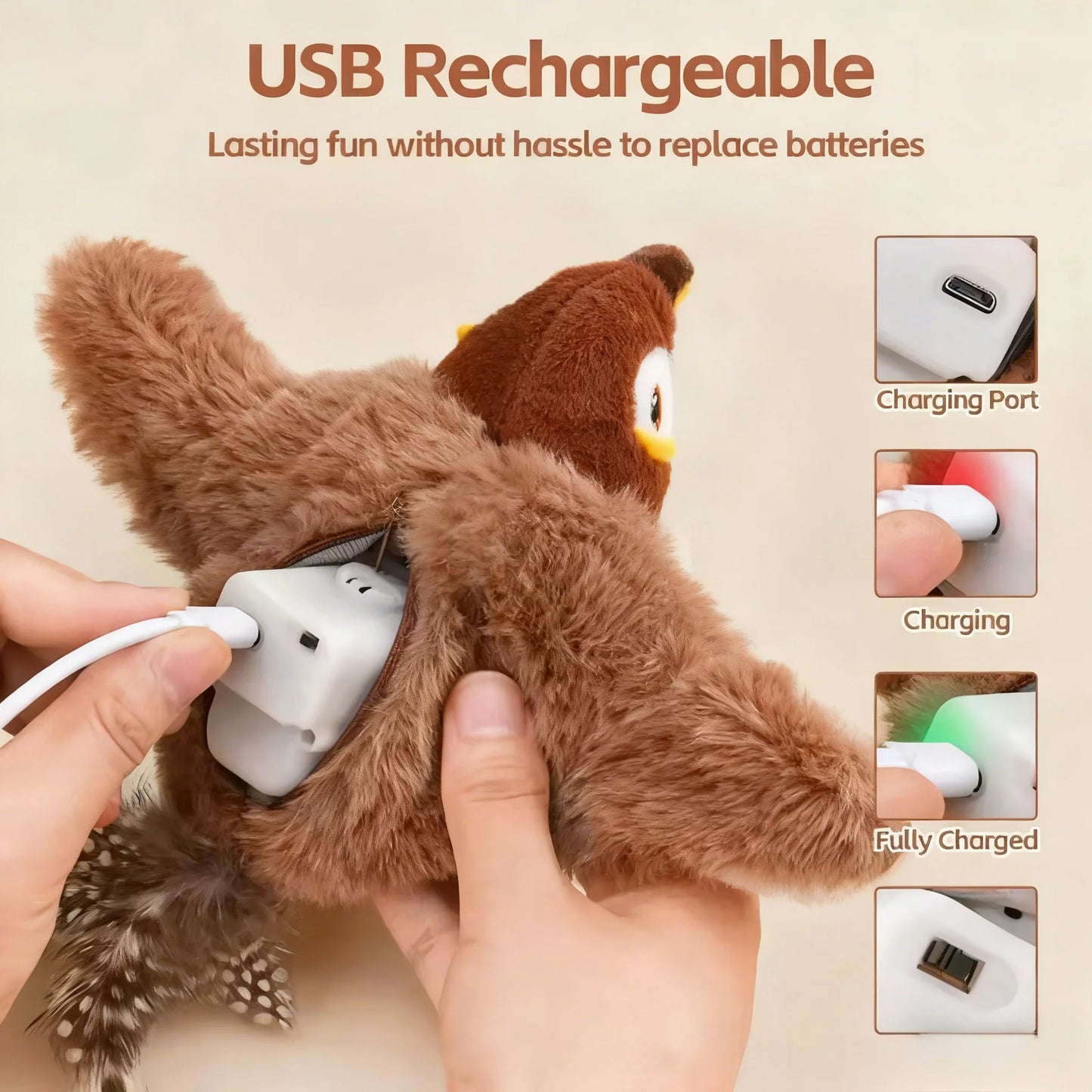 Plush Bird Interactive Toy for Cats