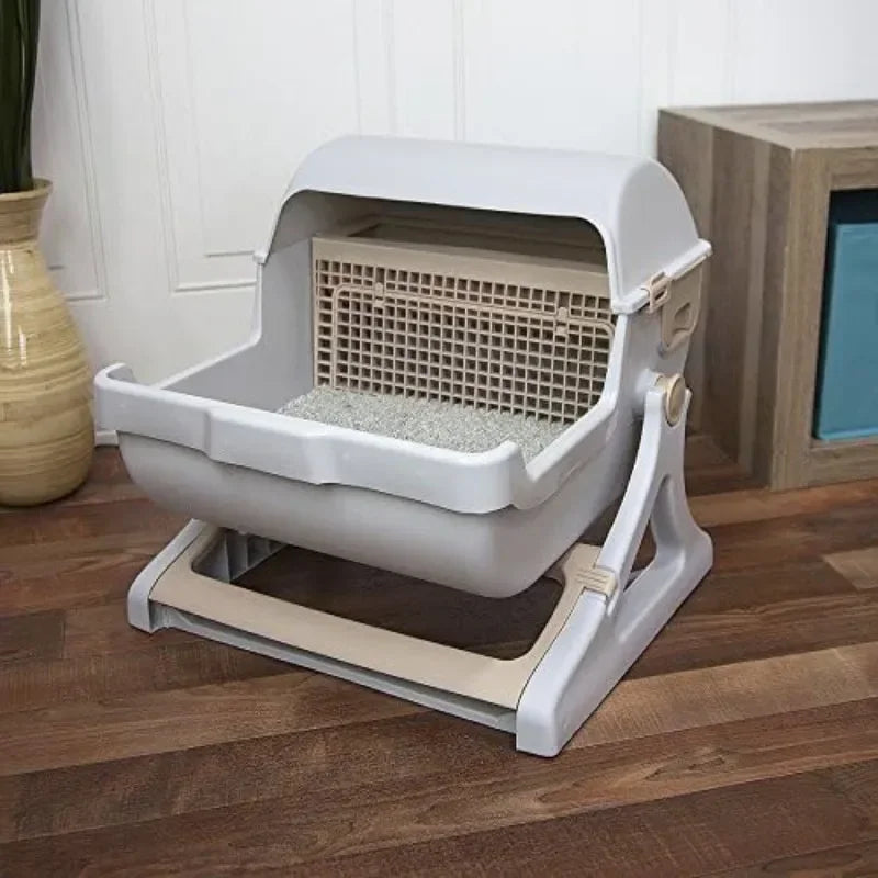 Petzrella Foldable Cat Litter Box with Drawer & Non-Stick Coating