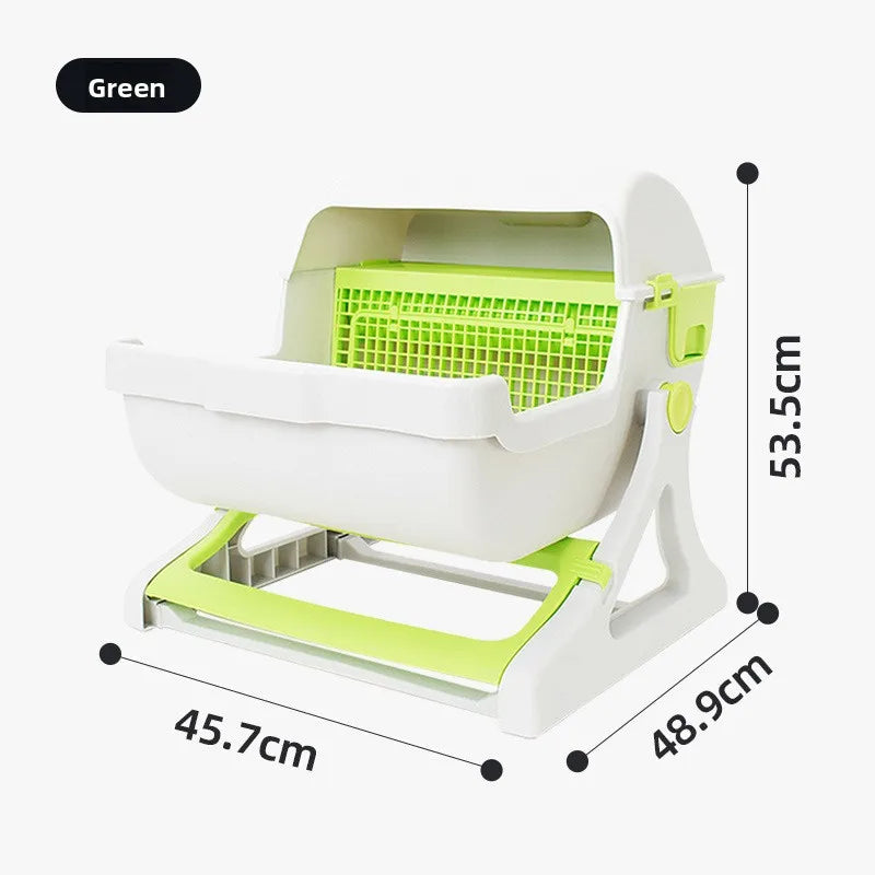 Petzrella Foldable Semi-Automatic Cat Litter Box – Large, Portable & Easy to Clean