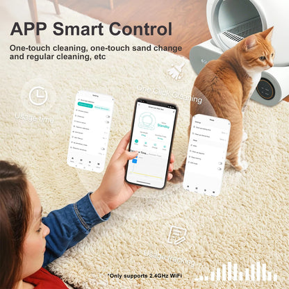 Petzrella 65L Smart Self-Cleaning Cat Litter Box with App Control & WiFi