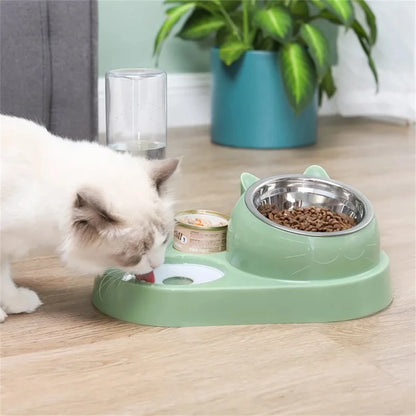 Petzrella 2-in-1 Pet Feeding Bowl with Water Dispenser – Elevated Anti-Tip Design
