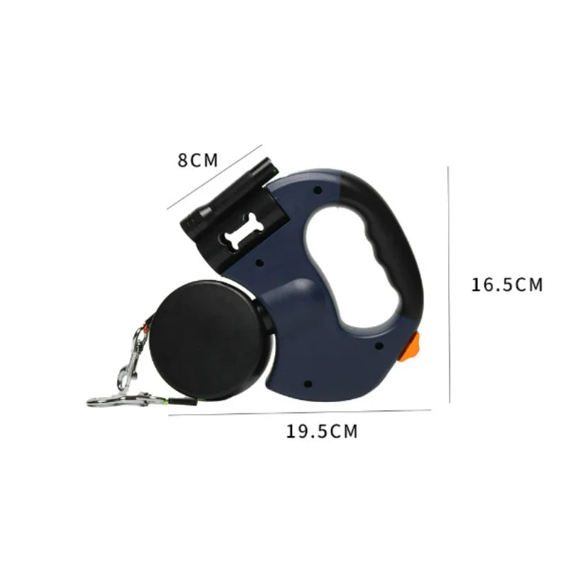 Petzrella Auto-Retractable Double Dog Leash 3M with LED Light & Waste Bag Dispenser