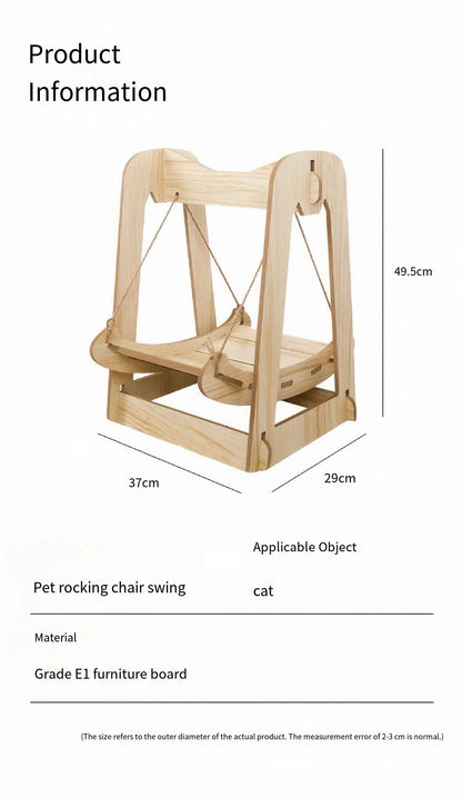 Petzrella Hänge-Katzenbett aus Holz – Modernes Schaukelbett