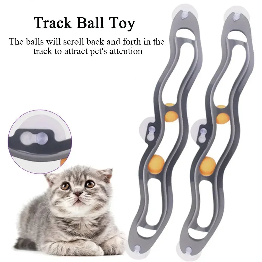 Suction Cup Track Ball Cat Toy for Interactive Play