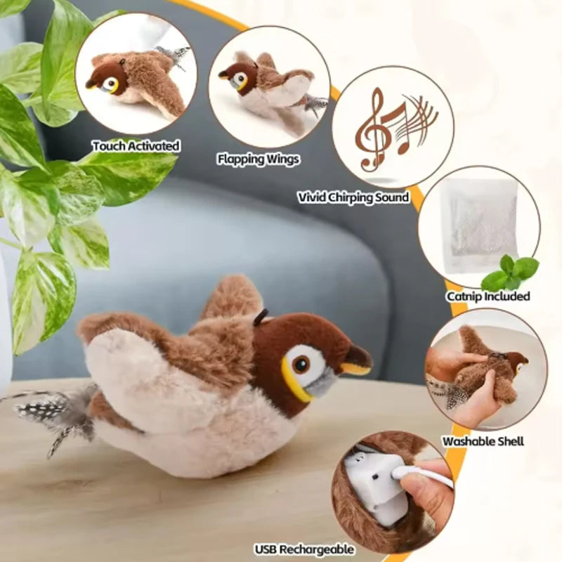 Plush Bird Interactive Toy for Cats