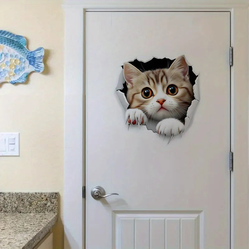 3D Cute Cat Toilet Sticker Bathroom Decor