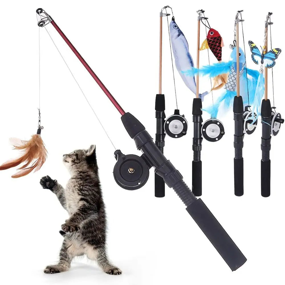 Retractable Fishing Rod Cat Toy