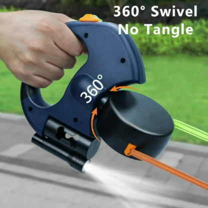 Petzrella Auto-Retractable Double Dog Leash 3M with LED Light & Waste Bag Dispenser