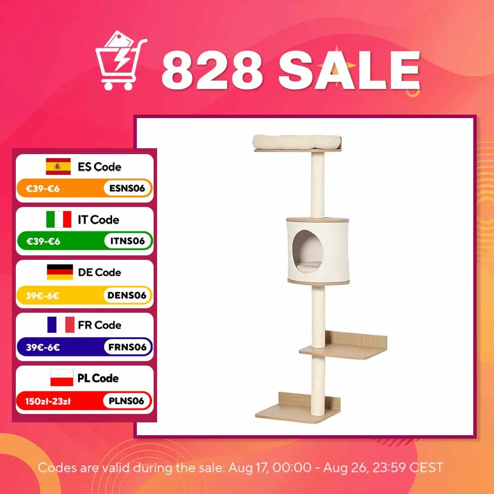 Petzrella Wall-Mounted Cat Tree with Platforms & Scratching Posts