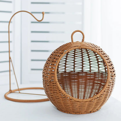 Hanging Rattan Cat Nest – Stylish Elevated Lounge