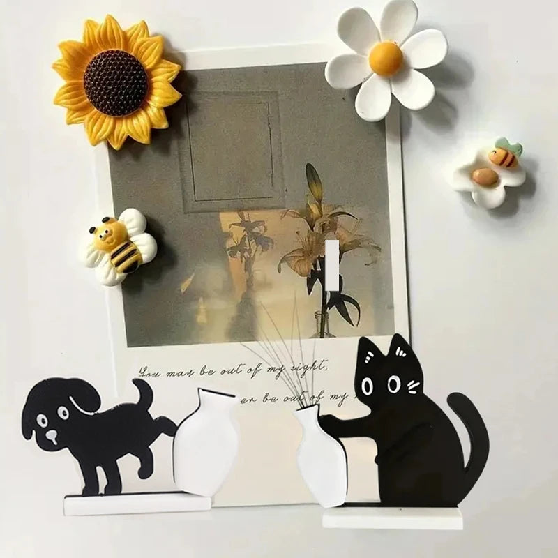 Cat & Dog Magnetic Vase Fridge Decor